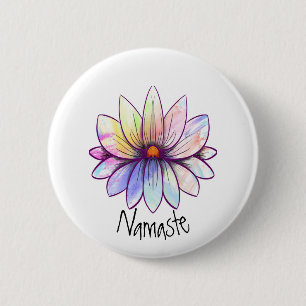 Badge Rond 5 Cm Bouton de Namaste Fleur Lotus Splatter