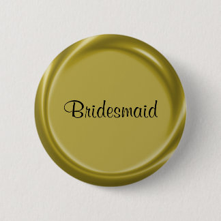 Badge Rond 5 Cm Bouton de Nametag d'or de demoiselle d'honneur