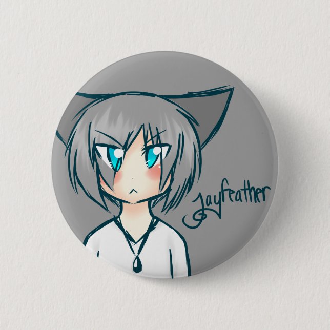 Badge Rond 5 Cm Bouton de Nekomimi Jayfeather (Devant)