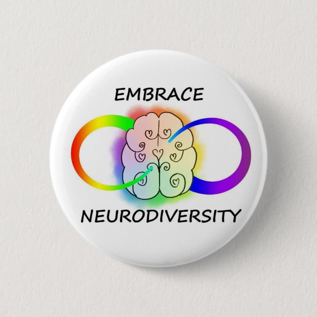 Badge Rond 5 Cm Bouton de Neurodiversity d'étreinte (Devant)