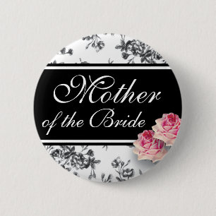 Badge Rond 5 Cm Bouton de noce de roses de Toile