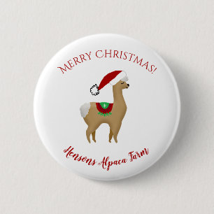Badge Rond 5 Cm Bouton de Noël Alpaca