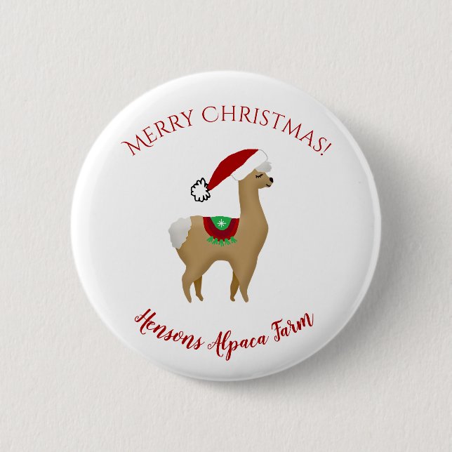 Badge Rond 5 Cm Bouton de Noël Alpaca (Devant)