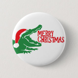 Badge Rond 5 Cm Bouton de Noël d'alligator