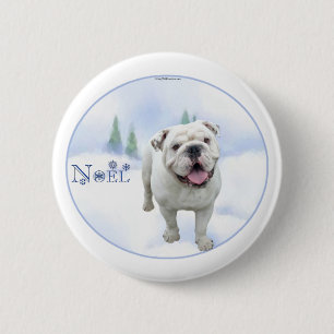 Badge Rond 5 Cm Bouton de Noel de bouledogue