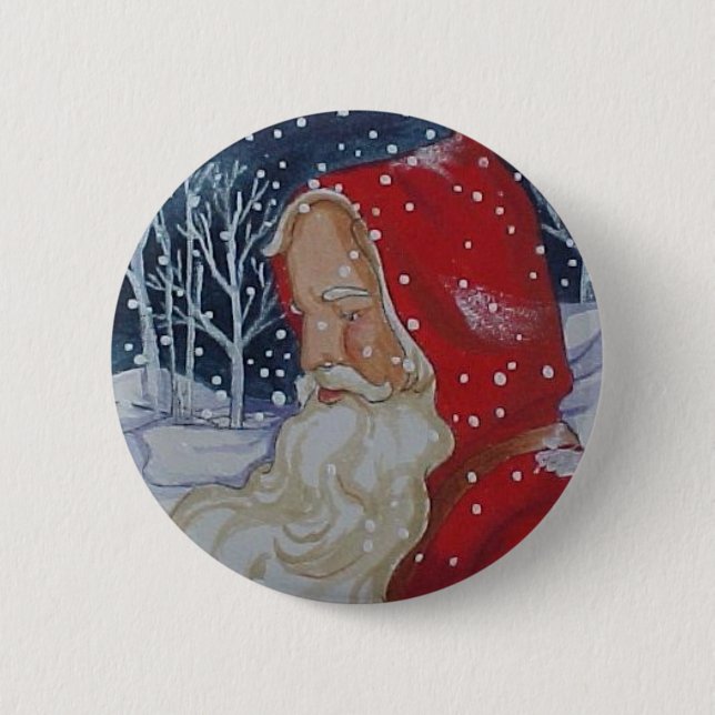 Badge Rond 5 Cm Bouton de Noël de la promenade de Père Noël (Devant)