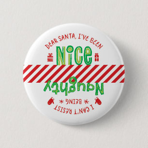 Badge Rond 5 Cm Bouton de Noël de Noël de Naughty et Nice Père Noë