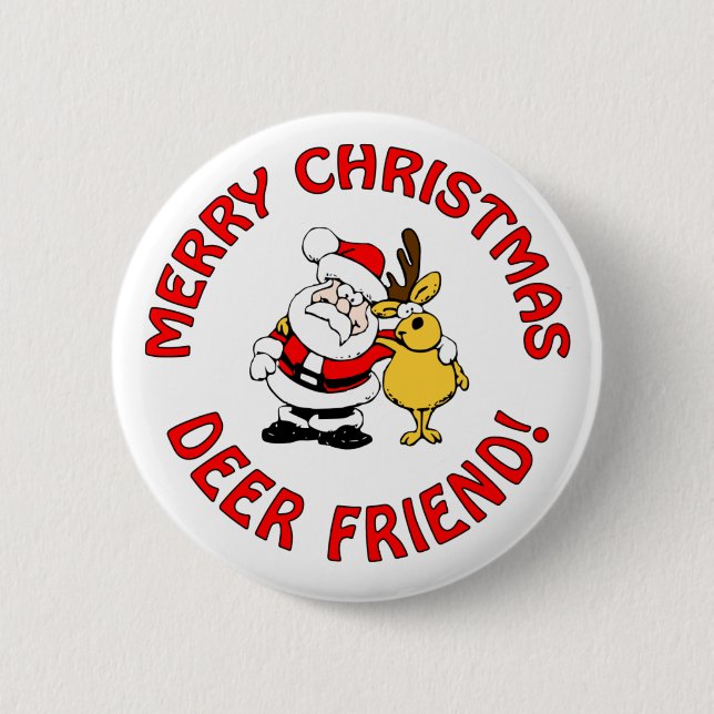 Badge Rond 5 Cm Bouton de Noël "Deer Friend" (Devant)