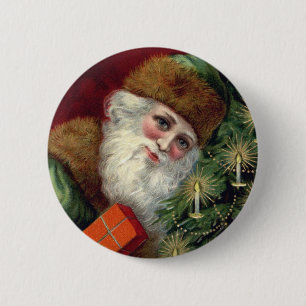 Badge Rond 5 Cm Bouton de Noël du Père Noël vintage