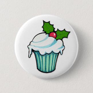 Badge Rond 5 Cm Bouton de Noël Holly Cupcake