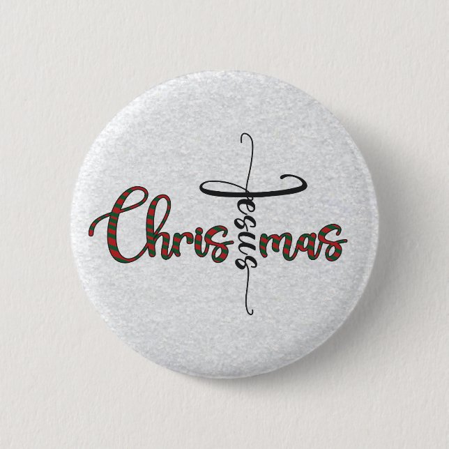 Badge Rond 5 Cm Bouton de Noël Jésus (Devant)