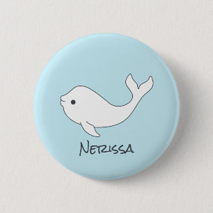 Badge Rond 5 Cm Bouton de nom de baleine de beluga