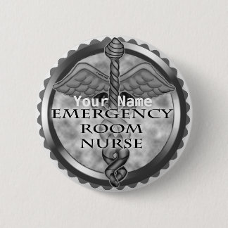 Badge Rond 5 Cm Bouton de nom personnalisé Grey ER Nurse