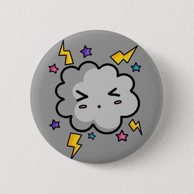 Badge Rond 5 Cm Bouton de nuage (Devant)