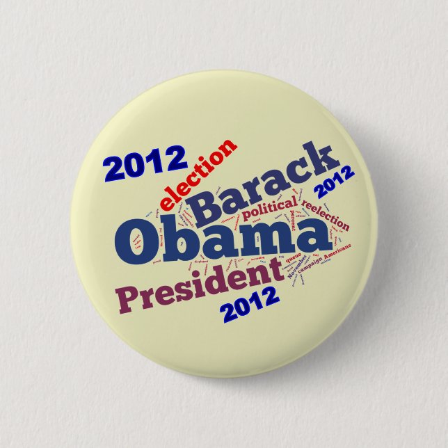 Badge Rond 5 Cm Bouton de nuage de réélection de Barack Obama (Devant)
