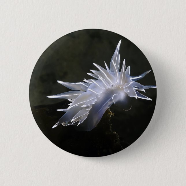 Badge Rond 5 Cm Bouton de Nudibranch d'albâtre (Devant)