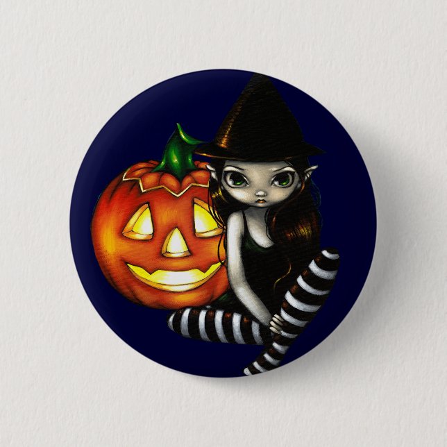 Badge Rond 5 Cm Bouton "de nuit de Halloween" (Devant)