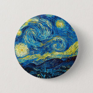 Badge Rond 5 Cm Bouton de nuit Van Gogh Starry