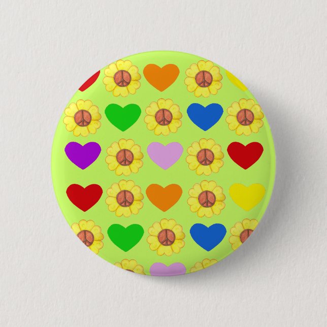 Badge Rond 5 Cm Bouton de paix d'arc-en-ciel (Devant)