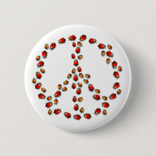 Badge Rond 5 Cm Bouton de paix de coccinelle