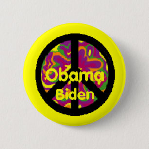 Badge Rond 5 Cm Bouton de paix d'Obama Biden