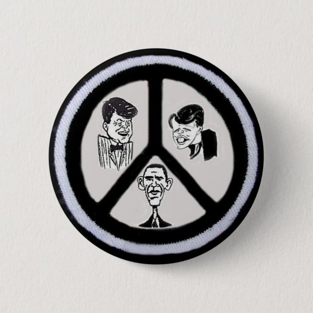 Badge Rond 5 Cm Bouton de paix d'Obama/JFK/RFK (Devant)