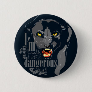 Badge Rond 5 Cm Bouton de panthère noire