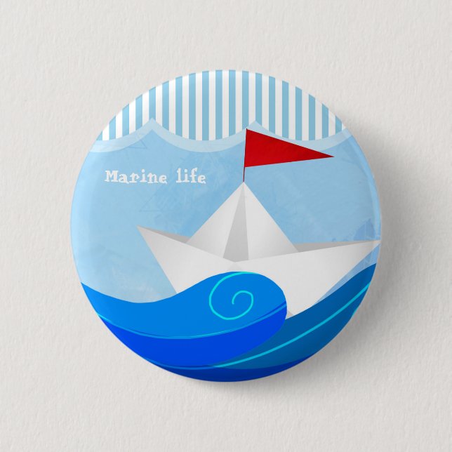 Badge Rond 5 Cm Bouton de papier de bateau (Devant)