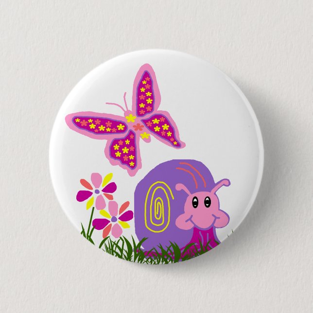 Badge Rond 5 Cm Bouton de papillon de l'escargot n (Devant)