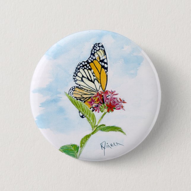 Badge Rond 5 Cm Bouton de papillon de monarque (Devant)