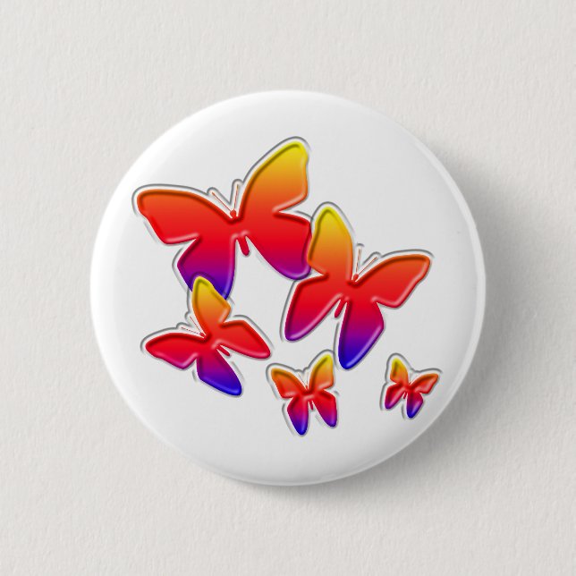 Badge Rond 5 Cm Bouton de papillons d'arc-en-ciel (Devant)