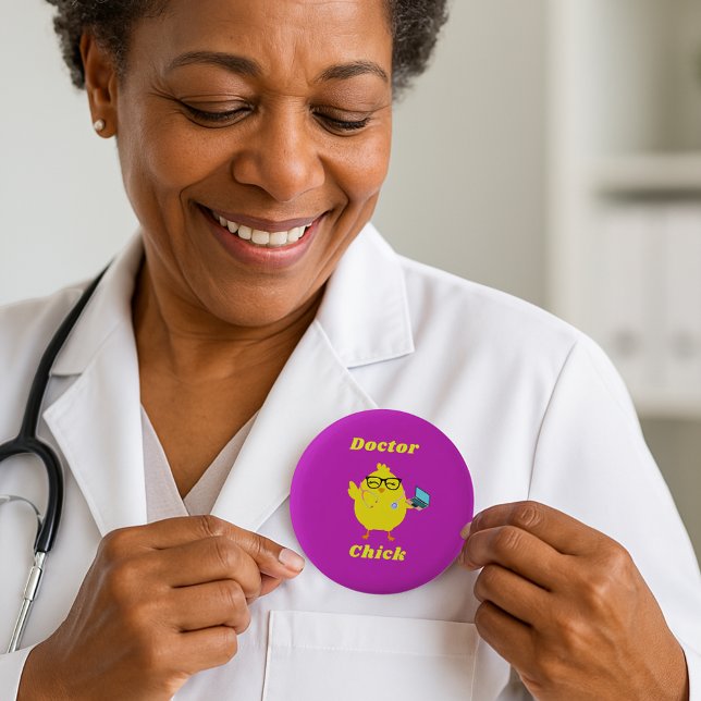 Badge Rond 5 Cm Bouton de Pâques du Dr Chick - Médicale amusant (Créateur téléchargé)