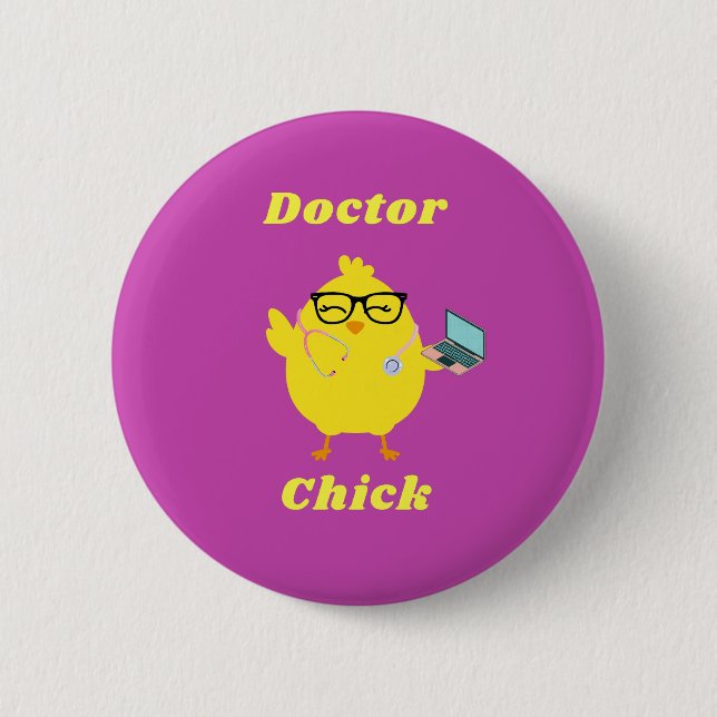 Badge Rond 5 Cm Bouton de Pâques du Dr Chick - Médicale amusant (Devant)