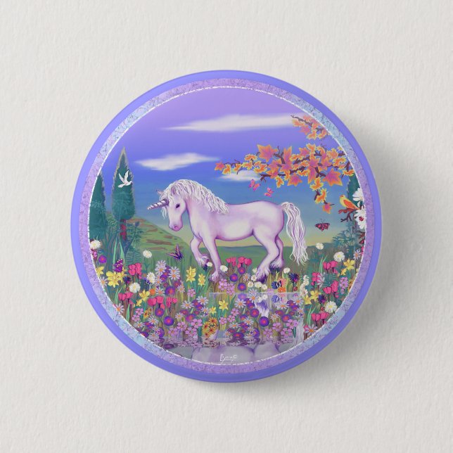 Badge Rond 5 Cm Bouton de paradis violet (Devant)