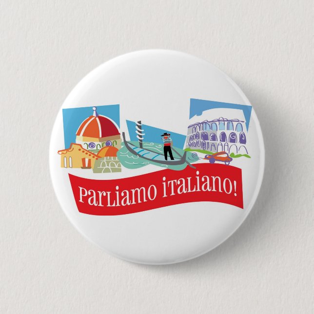 Badge Rond 5 Cm Bouton de Parliamo Italiano (Devant)