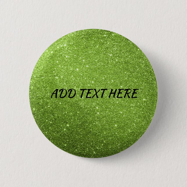 Badge Rond 5 Cm Bouton de Parties scintillant verte personnalisée (Devant)