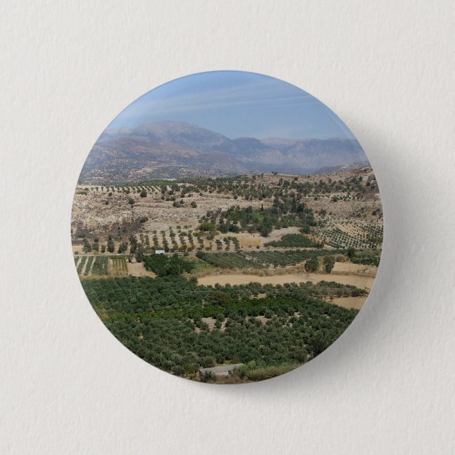 Badge Rond 5 Cm Bouton de paysage de Crète (Devant)