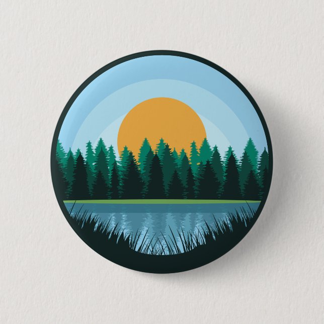Badge Rond 5 Cm Bouton de paysage de lac (Devant)