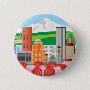 Badge Rond 5 Cm Bouton de paysage urbain de Portland Orégon