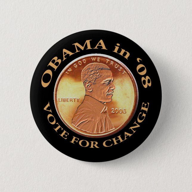 Badge Rond 5 Cm Bouton de penny d'Obama (Devant)