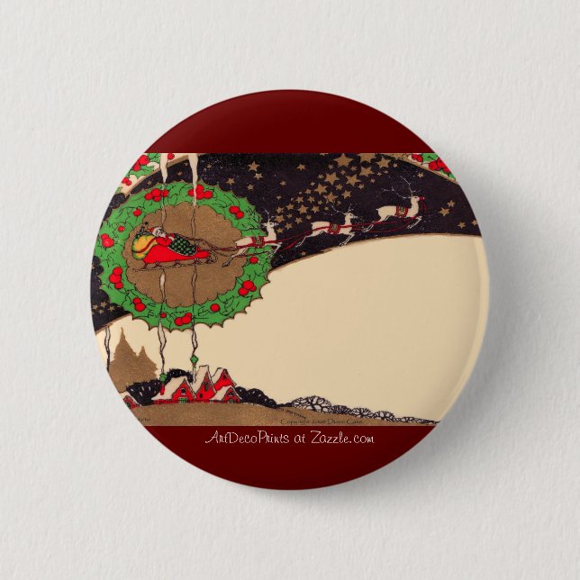 Badge Rond 5 Cm Bouton de Père Noël de Noël d'art déco (Devant)