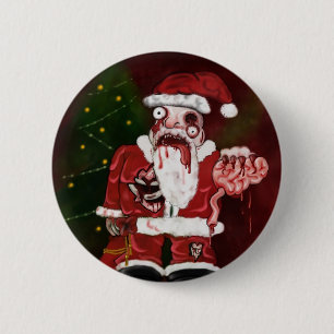 Badge Rond 5 Cm Bouton de Père Noël de zombi