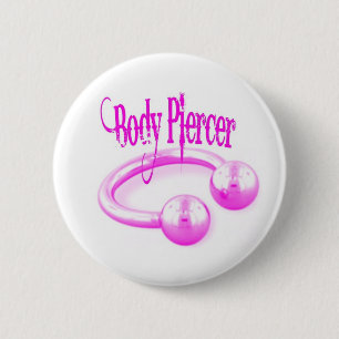 Badge Rond 5 Cm Bouton de perforateur de corps dans le rose