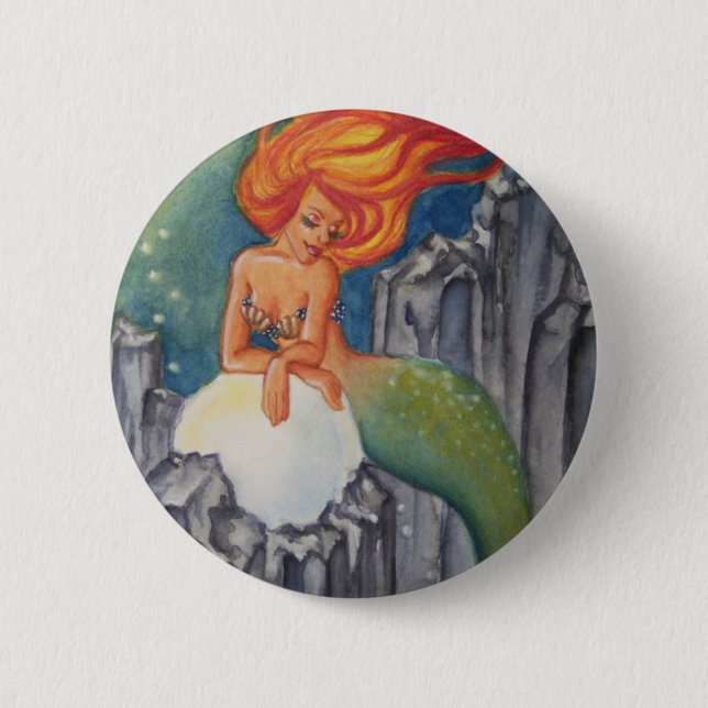 Badge Rond 5 Cm Bouton de perle de sirènes (Devant)