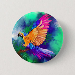 Badge Rond 5 Cm Bouton de perroquet coloré Peinture