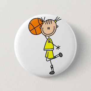 Badge Rond 5 Cm Bouton de personnage en stick art de basketball