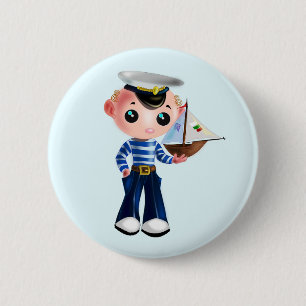 Badge Rond 5 Cm Bouton de petit garçon marin - Votre couleur - Tex