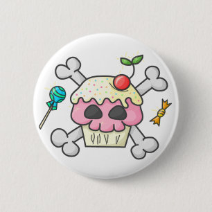 Badge Rond 5 Cm Bouton de petit gâteau de crâne