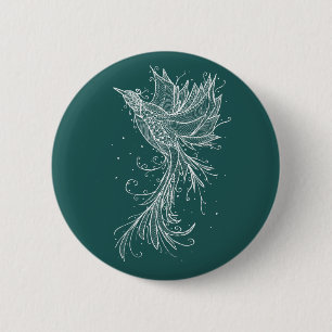 Badge Rond 5 Cm Bouton de Phoenix de turquoise