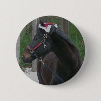 Badge Rond 5 Cm bouton de photo de cheval de Noël